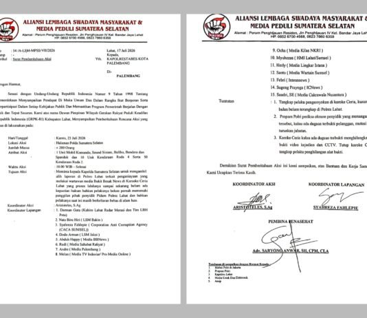 Ratusan Massa Aliansi LSM dan Media Sumsel Siap Gelar Aksi di Polda, Desak Pengusutan Tuntas Dugaan Penganiayaan Wartawan Lahat